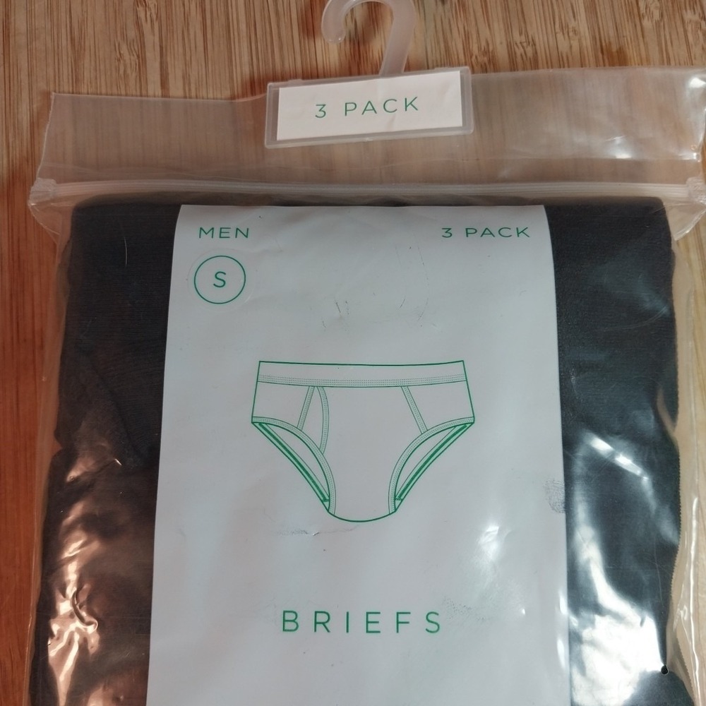 Men's Dip Briefs Small (28-30") 3 Pairs Black 100% Cotton Tag Free